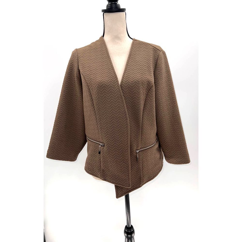 Chico's Tan Crop Blazer with Slit Zippers- 2